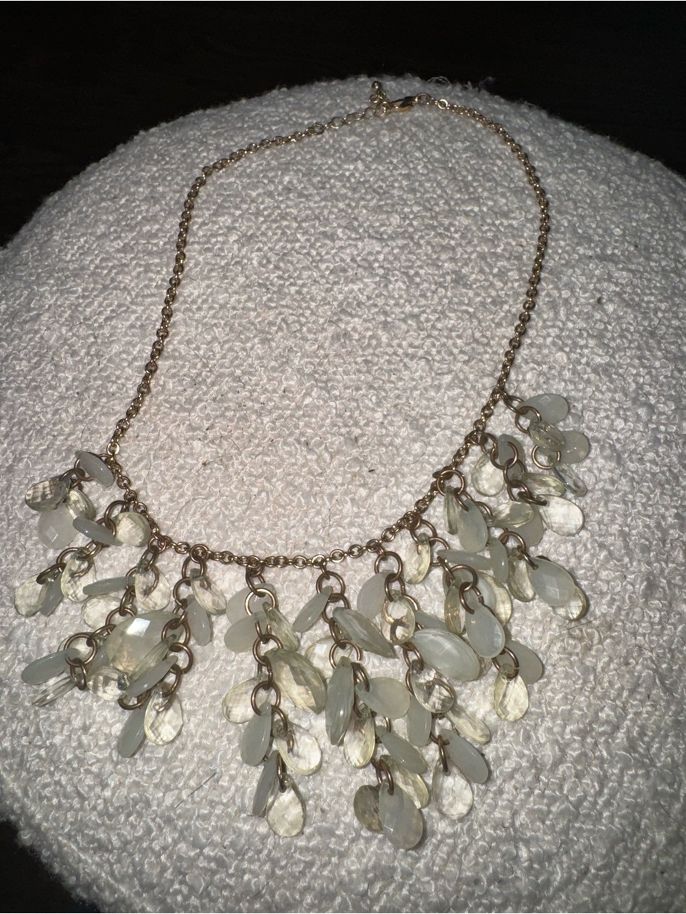 Gold-Tone White Bead Cascade Necklace - Women Jewelry